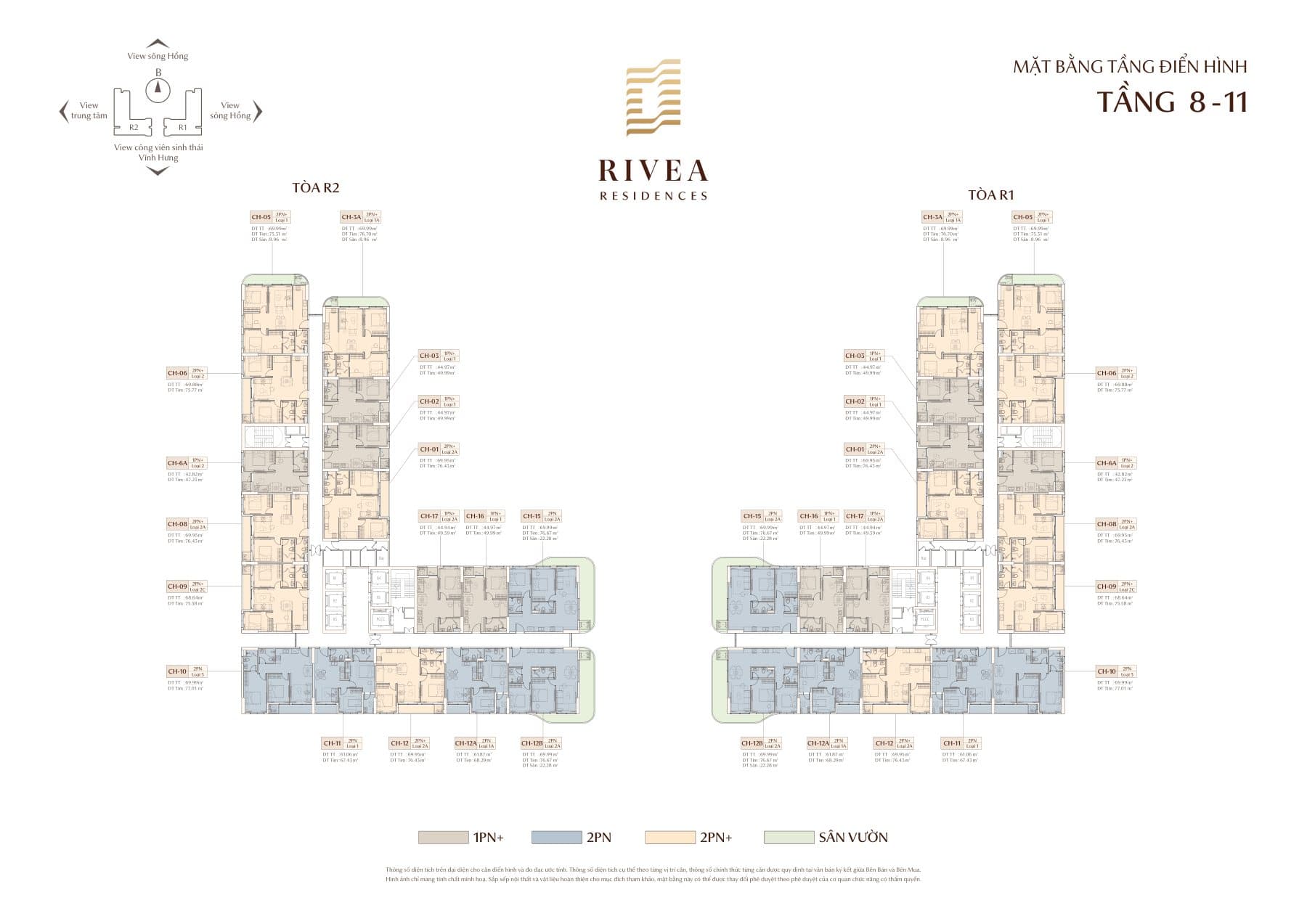 Mặt bằng Rivea Residences & cấu trúc hai tòa tháp